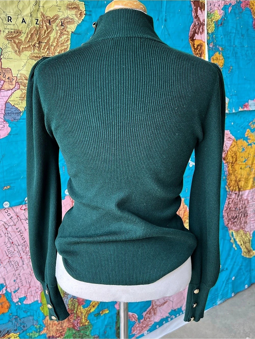 Lauren Ralph Lauren Ribbed Turtleneck Sweater Green Size Medium - Picture 2 of 10